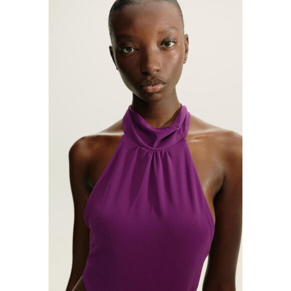 ZARA GATHERED HALTER LONG DRESS - Picture 3 of 10